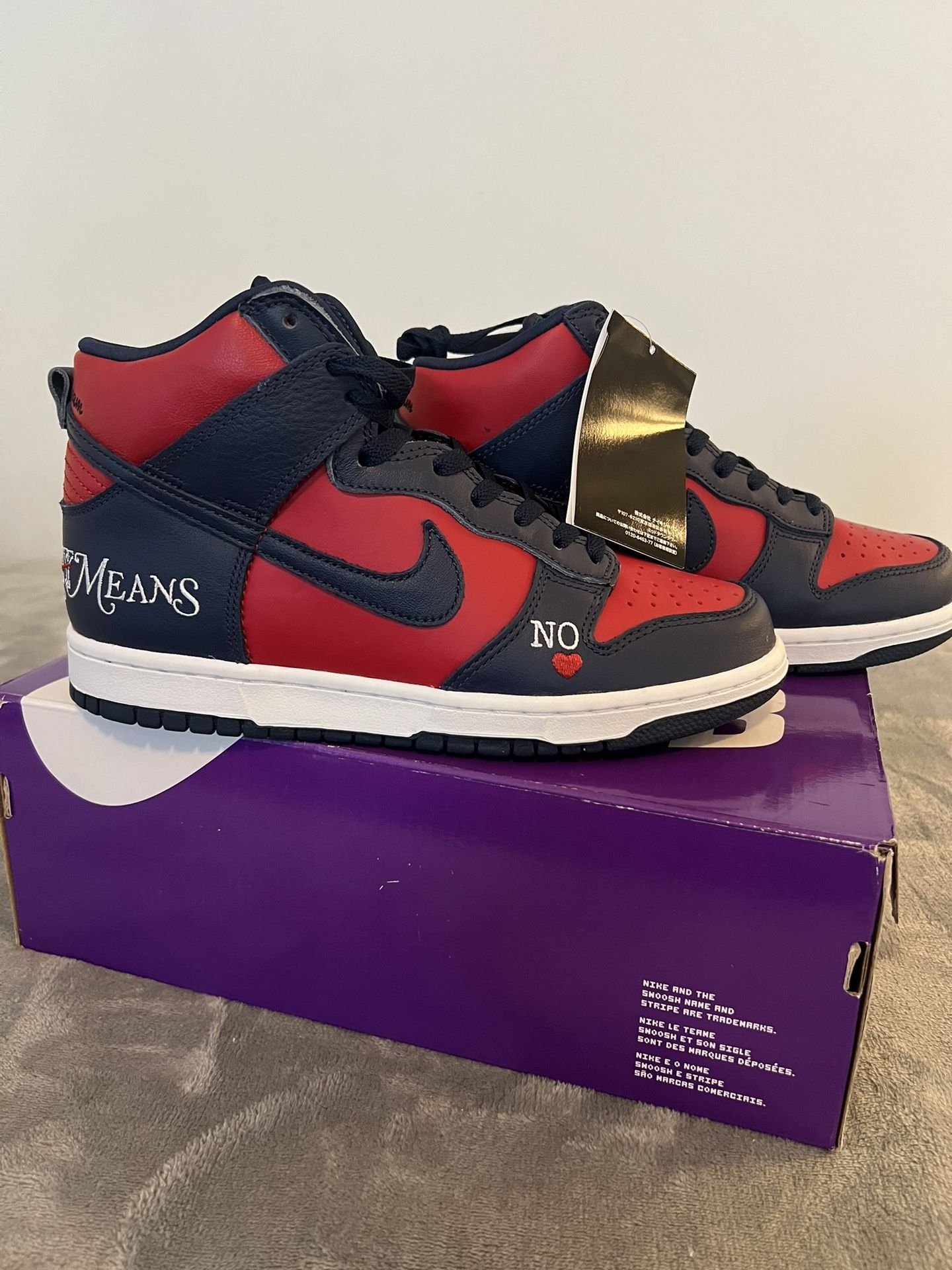 Nike supreme X Dunk SB High By Any Means - Red Navy Size 7.5