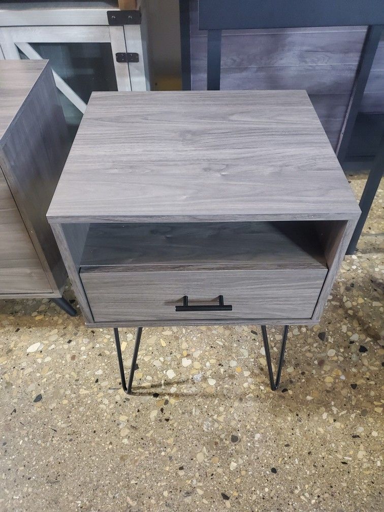 Mid Century Modern Style Gray Night Stand (NEW IN A BOX)