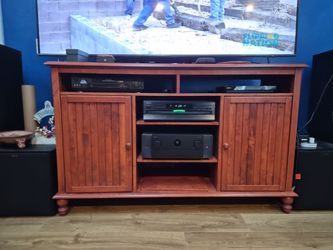 Wood TV Stand Media Console with Cabinet Doors