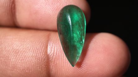 5.59 Carat Natural Emerald - Pear Cabochon - GRS Certified