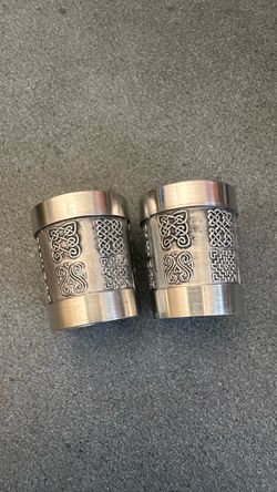 Irish Shot Glass - Celtic - Mullingar Pewter. Set of 2.