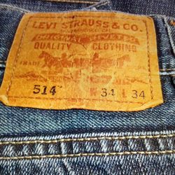 LEVI STRAUSS & CO. 514  W34. L34 DENIM BLUE JEANS