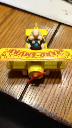 Vintage Aero Smurf Bi Plane Diecast.