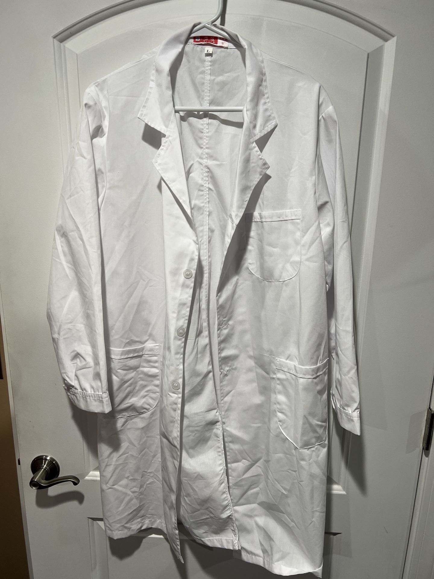LAB COAT Natural Uniforms LARGE Medical White Long Unisex Lab Coat
