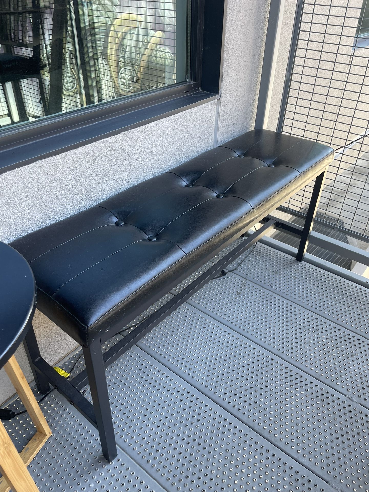 Leather Black Bench And Table