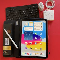 Apple ipad 10th Generation 64GB WiFi + cellular (5G) unlocked with pen, keyboard and accessories 
