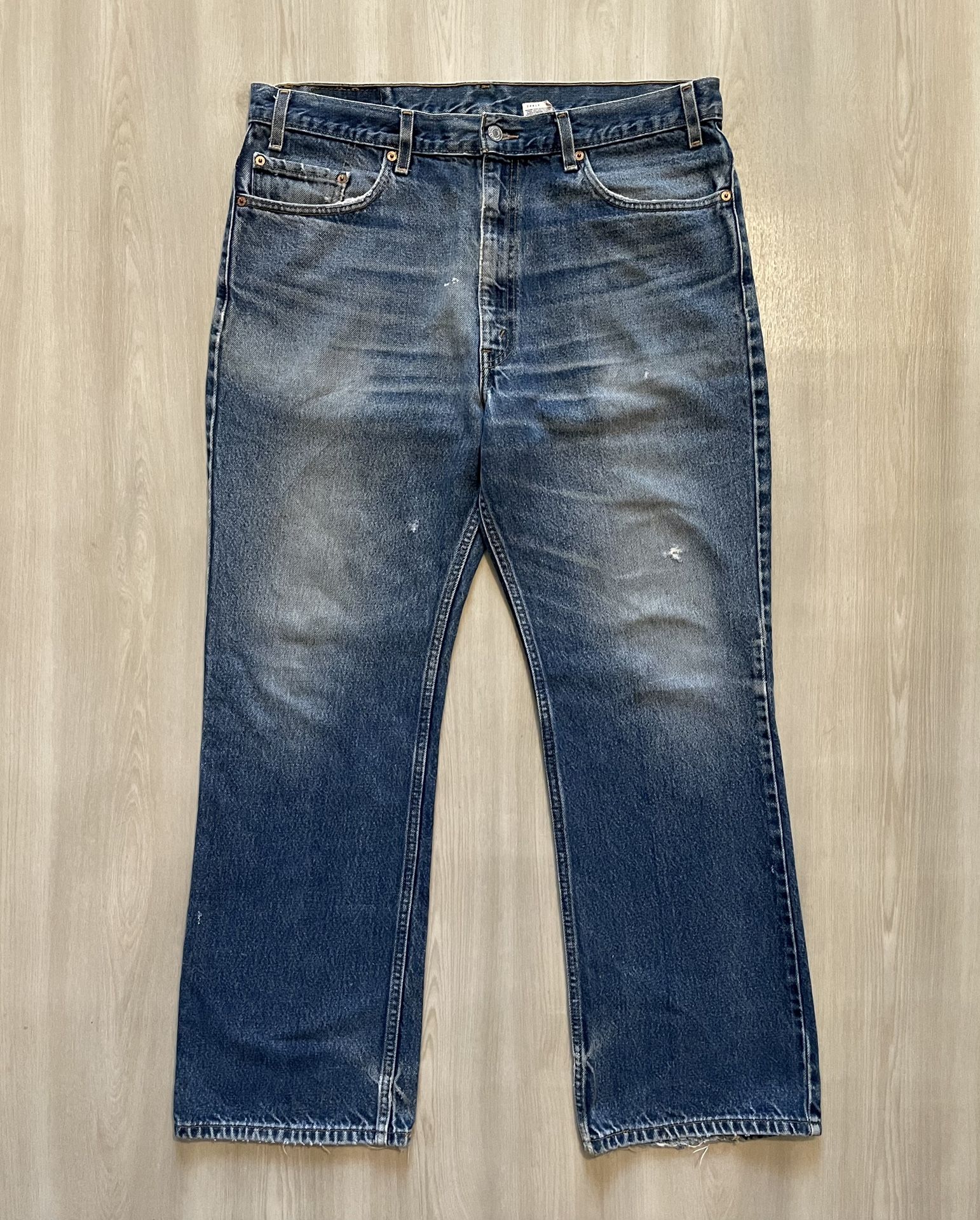 VTG Y2K Levis 517 Boot Cut Jeans Fade Blue Distressed Sz 38x30 True To Size 