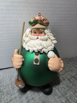 Department 56 Golfing Santa Christmas Ornament with Green Ball Base