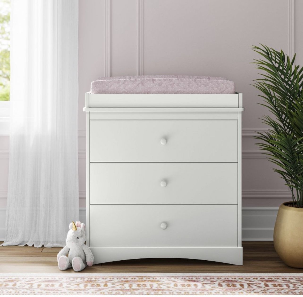 Delta Children Skylar 3-Drawer Dresser with Changing Top - Bianca White