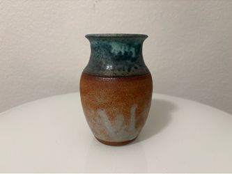 Small Studio Pottery Vase Teal Terracotta