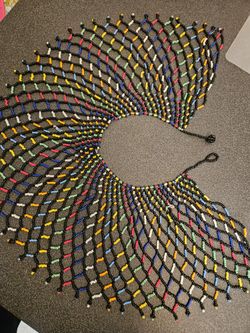 handmade, multi-colored African beaded collar or bib necklace,