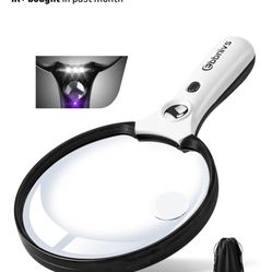 Magnifying glass with light.