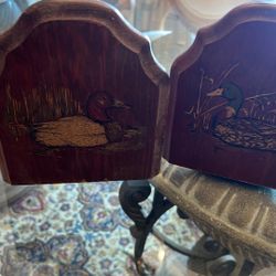 Wood Duck Painted Bookends 1970 Made In Taiwan