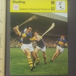 1977 Sportscaster Hurling Ireland's National Pasttime Rules Of The Game SRO At Dublin's Stadium Sports Photo Large Over-sized Card HTF Collectible Vtg