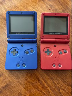 2 Nintendo Game Boy Advance SP Consoles – Blue & Red