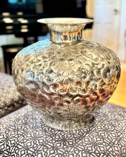 Hammered silver vase/urn