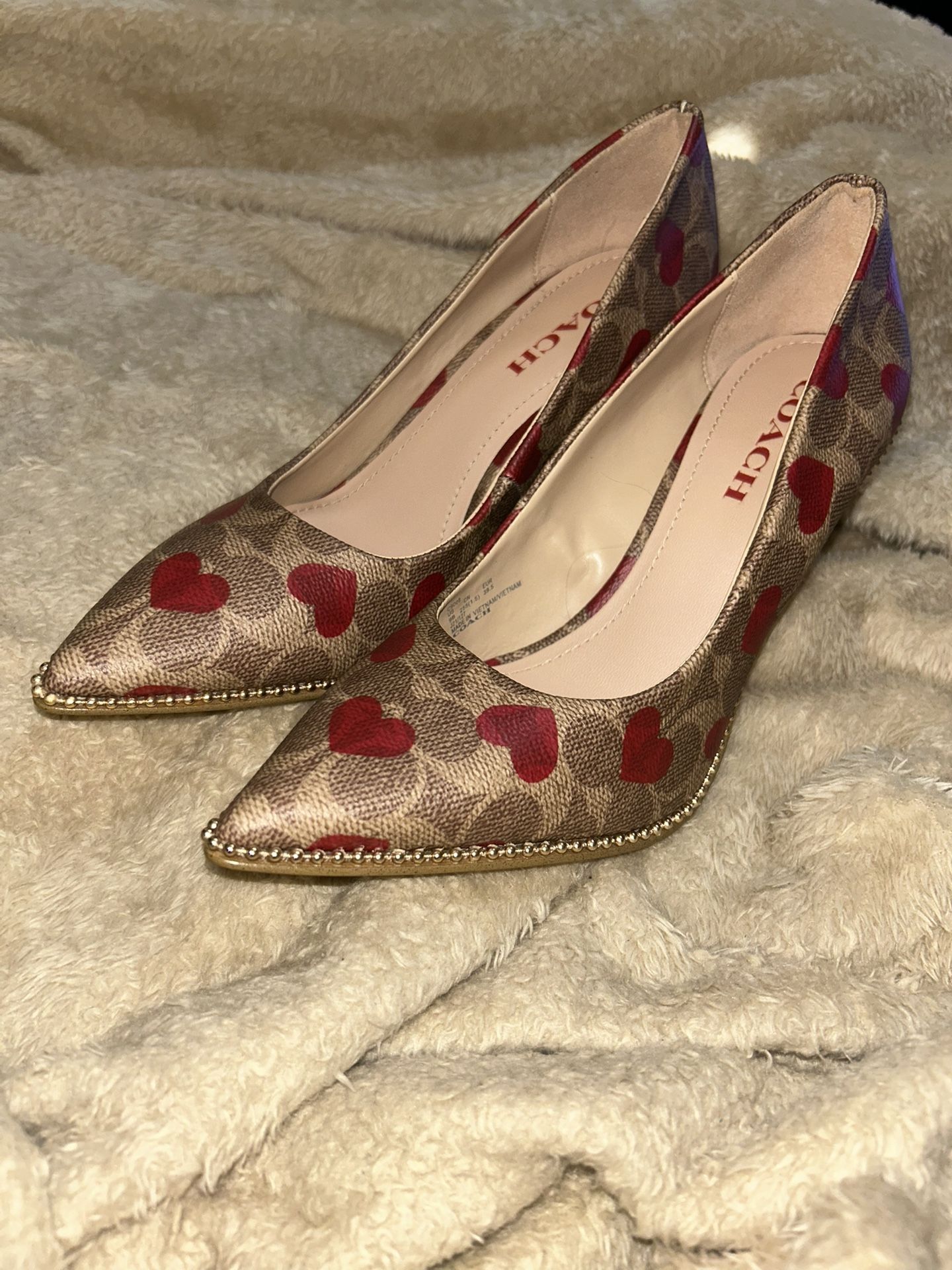 Coach Heart Printed High Heels