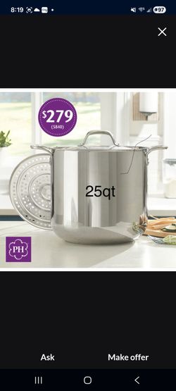 OLLA DE 25 QT CLÁSICA DE ACERO INOXIDABLE CON PARRILLA PRINCESS HOUSE 🌹🌷