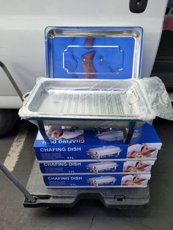4 Pack Premier Chafers Stainless Steel Chafing Dish 11 Qt. Full Size Buffet Trays