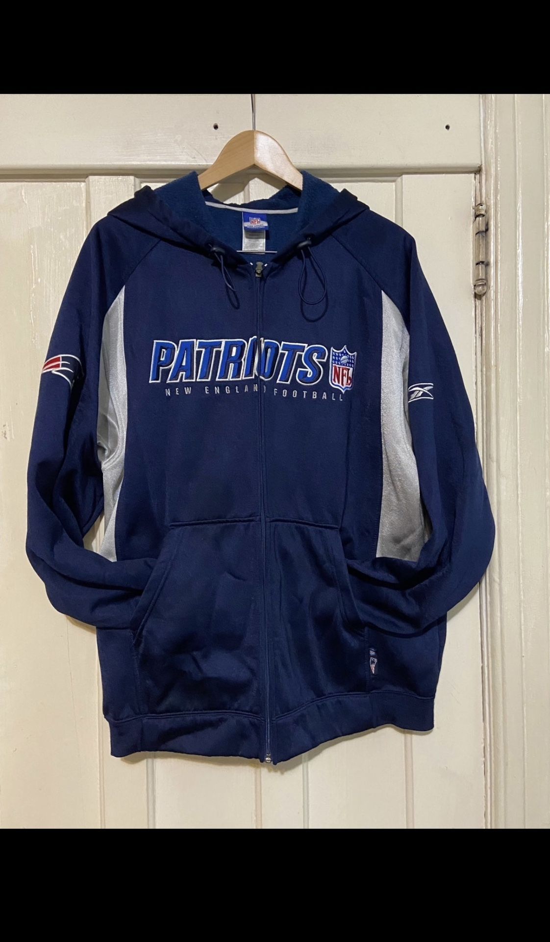 REEBOK NFL men’s New England Patriots Football Full Zip Hoodie M