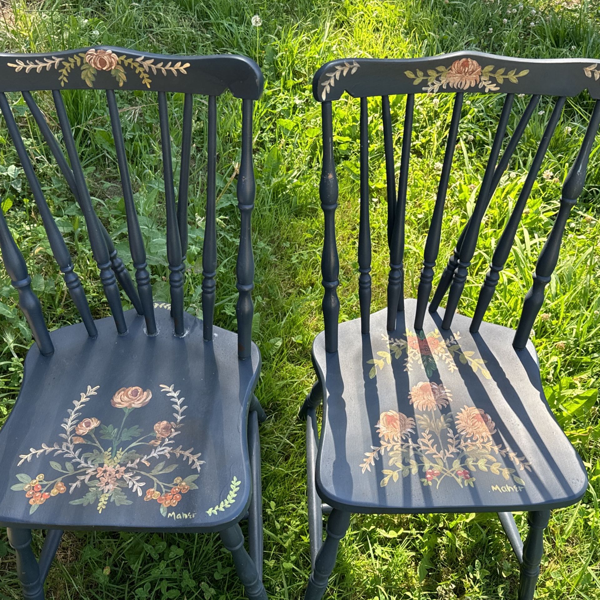 Pair Of Vintage Handpainted Chairs