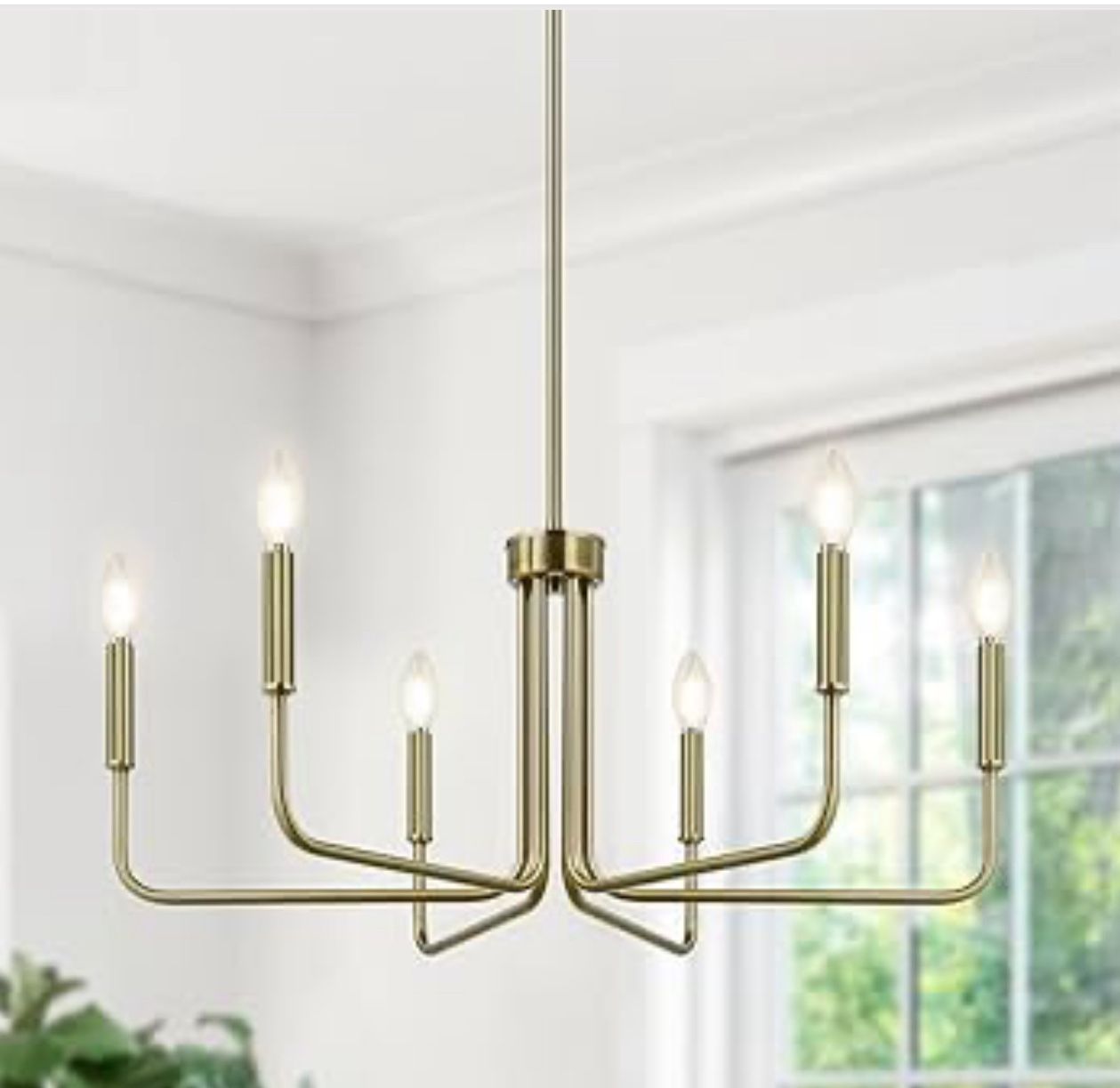 Brass Chandelier, 6-Light Farmhouse