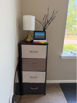 Moving Sale !!4-Drawer Fabric Dresser / Slim Storage Tower (Excellent Condition)