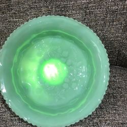 Vintage Green Milk Footed  Bowl 