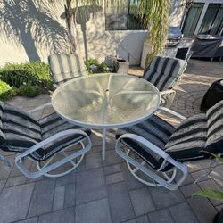 Sell Table With 4 Chairs.  Lounger And Matching Umbrella Set