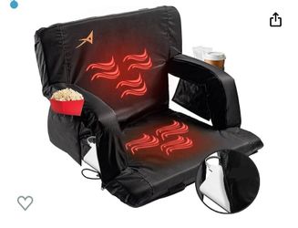 Extra wide stadium seats with double heating for bleachers with back support, USB battery included,