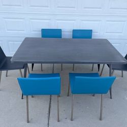 Quality Modern Heavy Duty Sleek Metal Dinning Table with Chairs