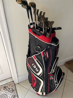 Golf clubs Complete matching set of Ping Eye 2 red dot irons. H and B power built woods 1-3-5 Collectors set