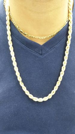 14k Gold rope chain solid diamond cut high polish 26inch 69 grams 7 mm