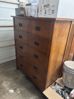 Tall Wood Dresser with Ring Pull Hardware