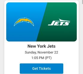 Chargers vs NY Jets November 22nd visitors side section 101