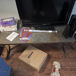 3 stone and metal table set