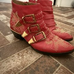 Red Chloe “Susanna” Boots, Size 38