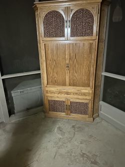 Vintage oak media cabinet