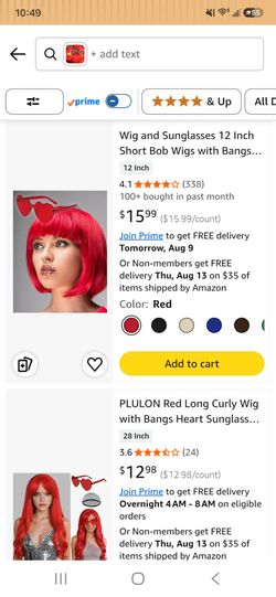 RED WIG WITH HEART SHAPED GLASSES
