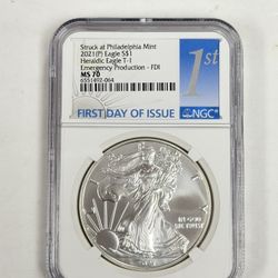 NGC 2021 P American silver eagle 
