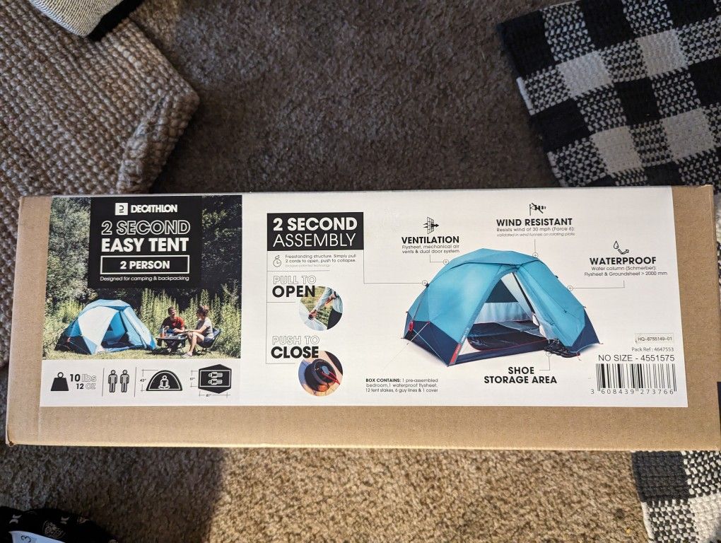 New- 2 Person Tent - Easy Set Up 