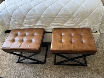 Allmodern Pearson Leather Ottoman - Set of 2