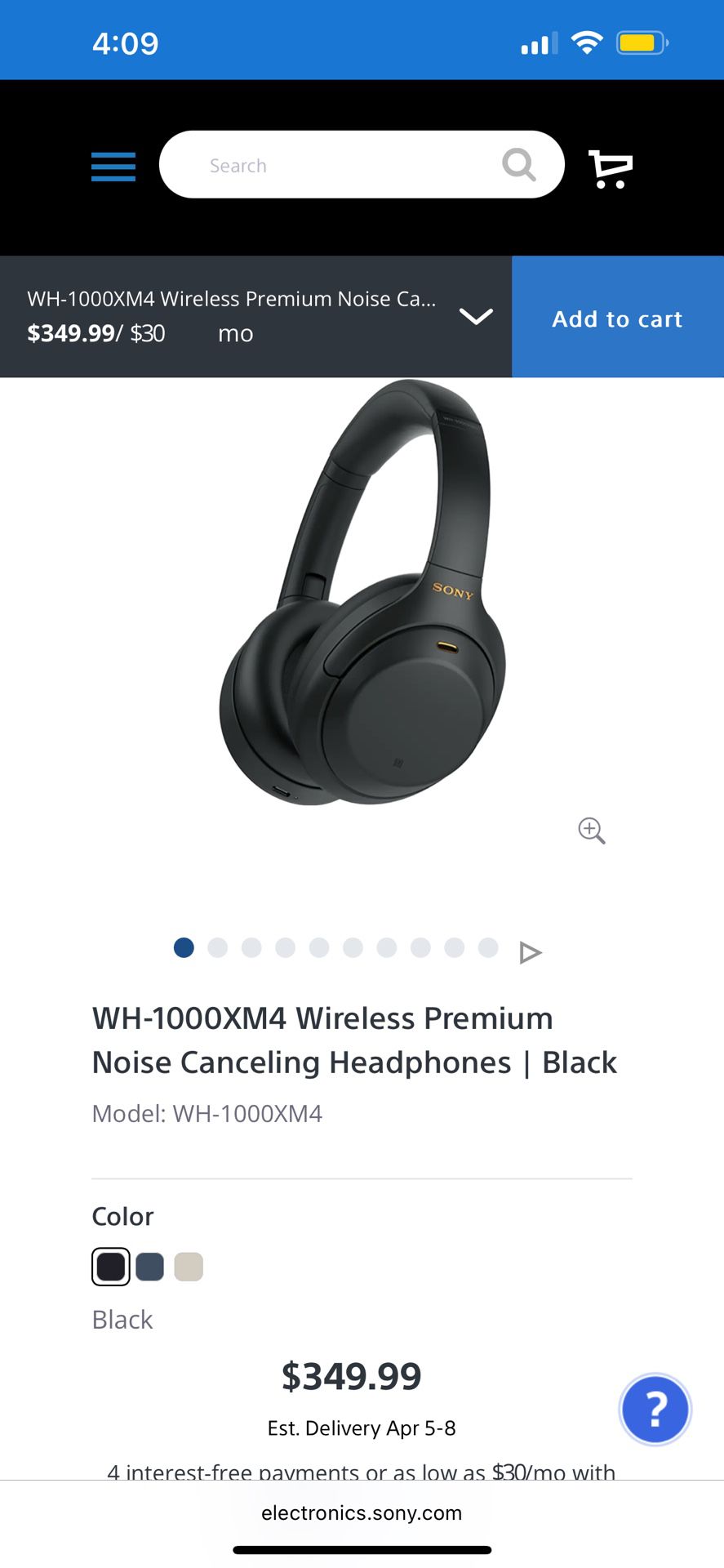 WH-1000XM4 Wireless Premium Noise Canceling Headphones | Black