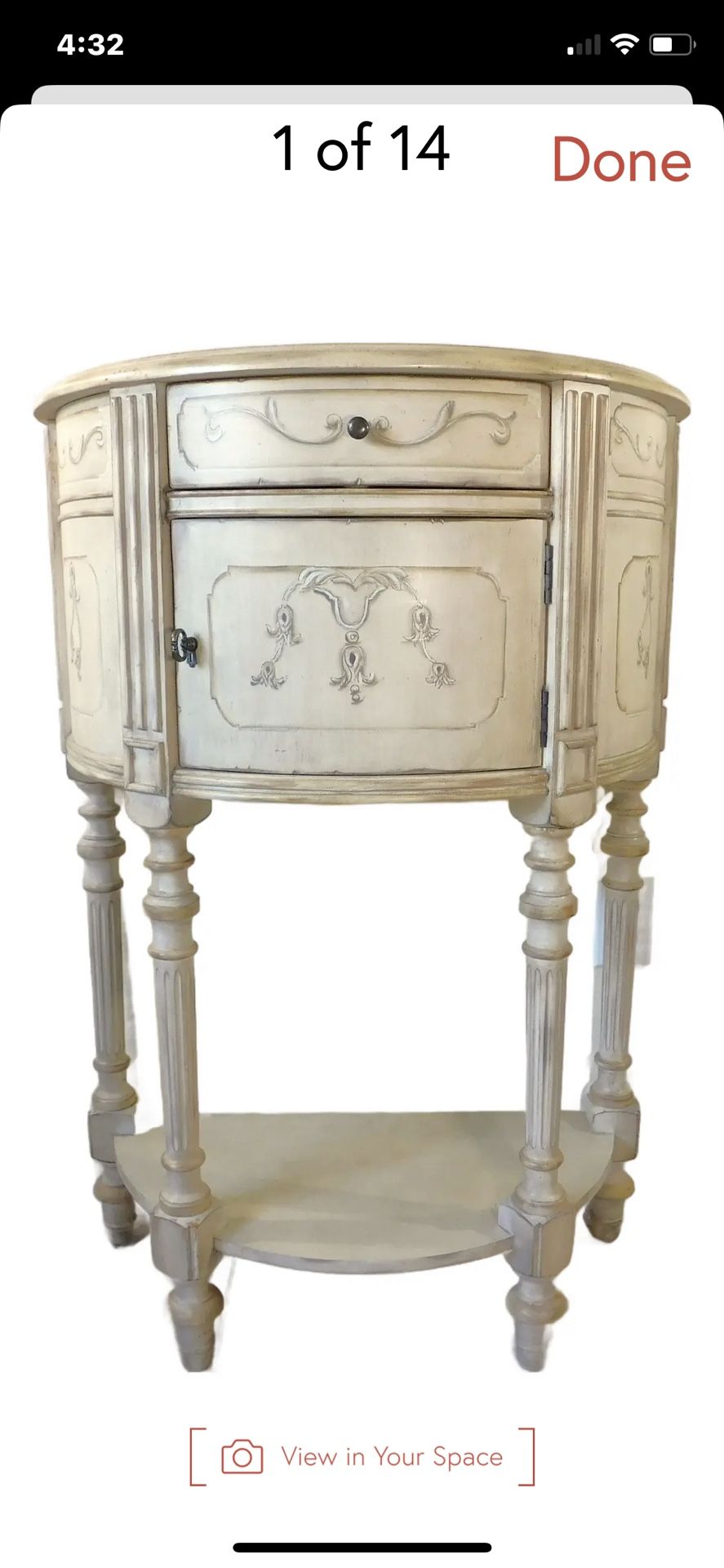 Pulaski Casa Cristina Ivory Painted Demi-lune Table 