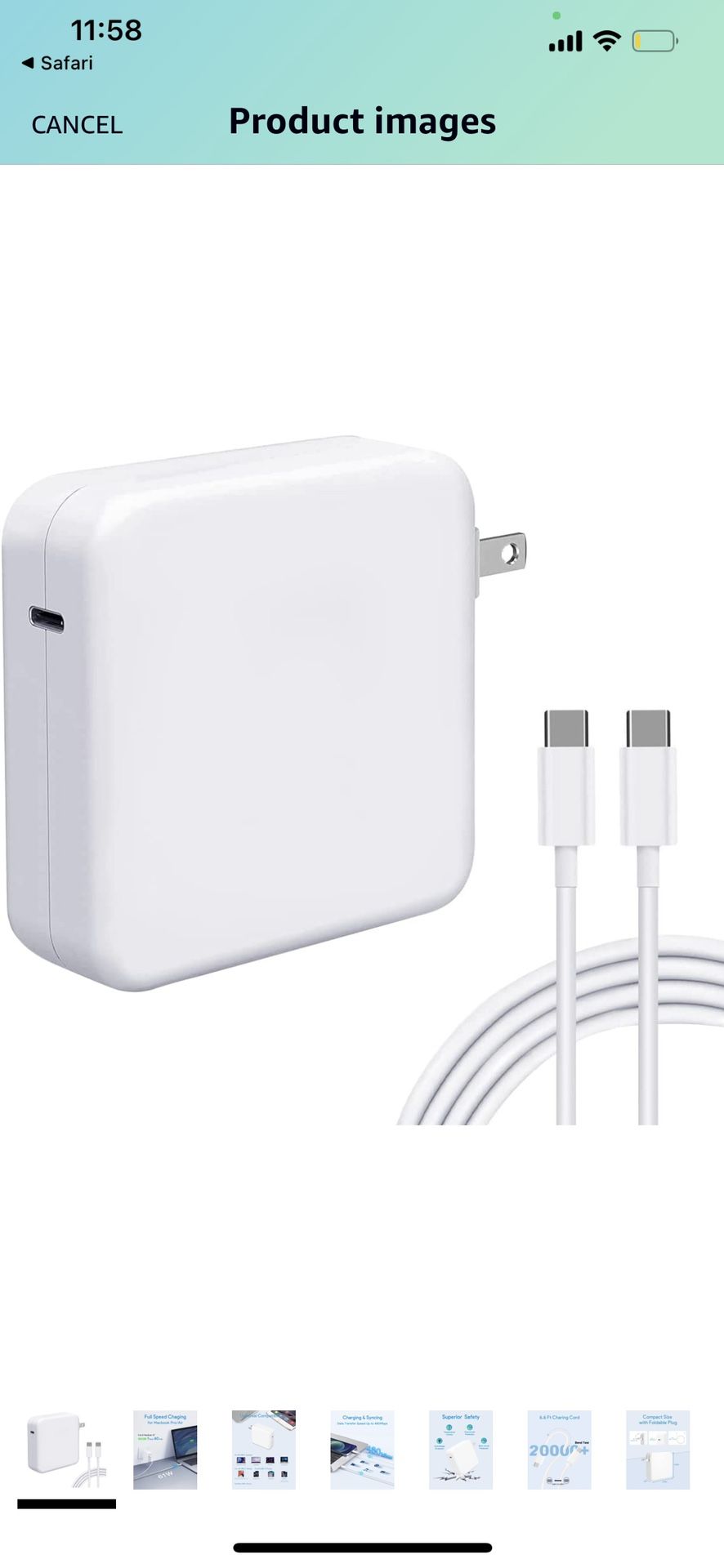 Mac Book Pro Charger, 61W USB C Charger 