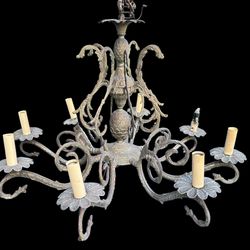 Antique 8 ARM CHANDELIER made in Spain 26" x 19" ornate 
