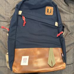 Topo Design Navy blue / Leather Full Grain Daypack