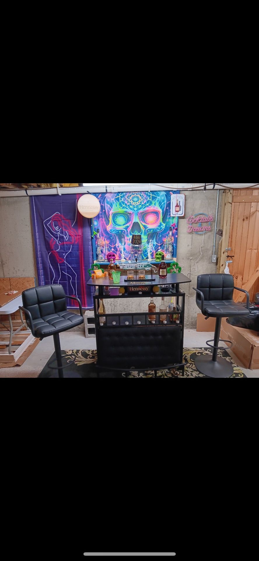 Black Metal And Wood Bar