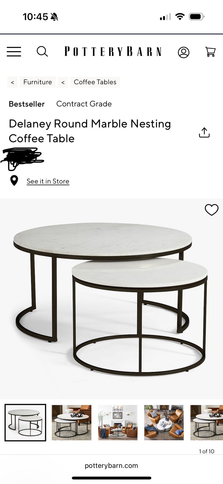 Pottery Barn Coffee Table 