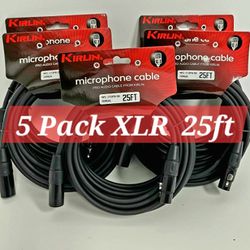 5-Pack 25 Feet XLR Microphone, Speaker Cable. High Performance Kirlin Male to  Female XLR - 20AWG Black PVC Jacket. New